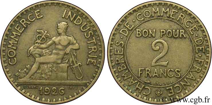 2 francs Chambres de Commerce 1926  F.267/8 TTB40 