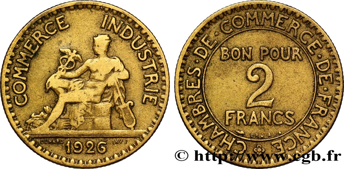 2 francs Chambres de Commerce 1926  F.267/8 TB20 