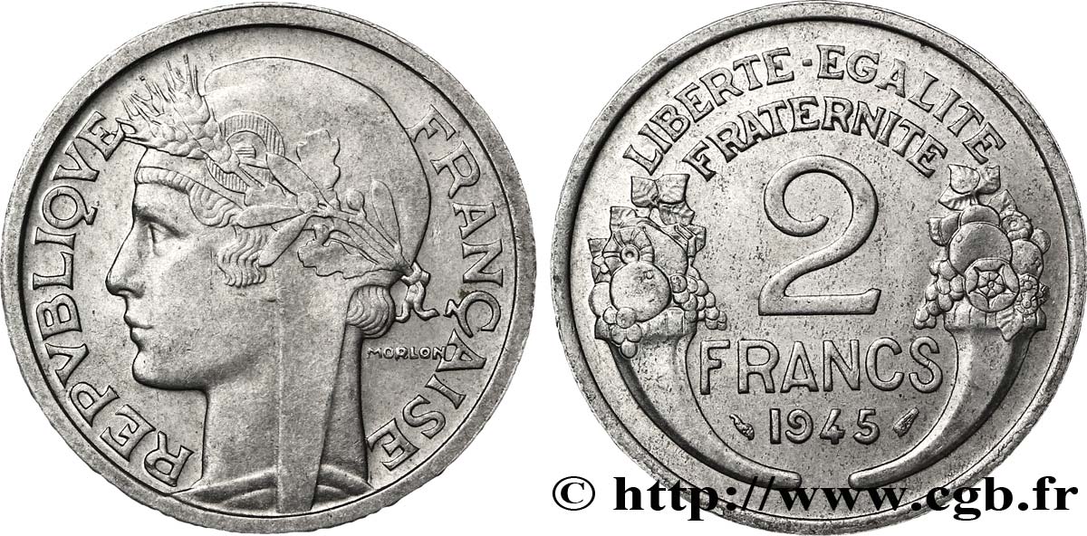 2 francs Morlon, aluminium 1945 F.269/5 SUP60