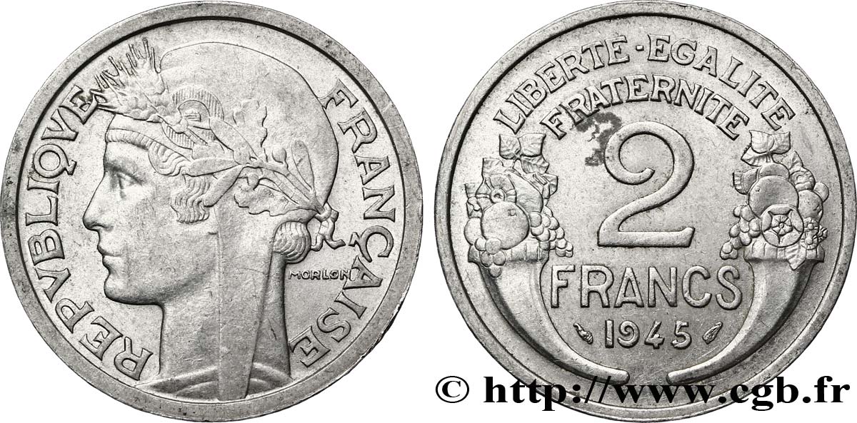 2 francs Morlon, aluminium 1945  F.269/5 BB50 
