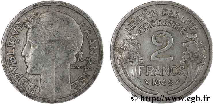 2 francs Morlon, aluminium 1945  F.269/5 TB15 