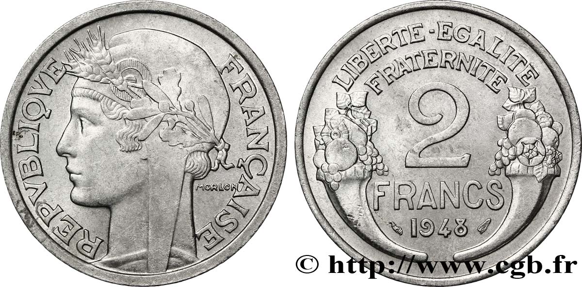 2 francs Morlon, aluminium 1948  F.269/12 MS60 