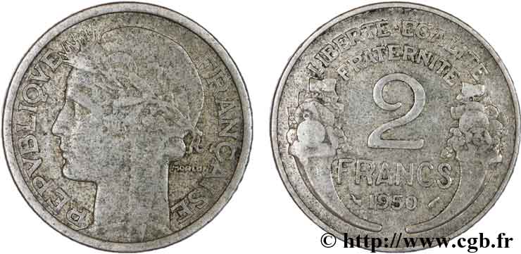 2 francs Morlon, aluminium 1950  F.269/16 TB15 