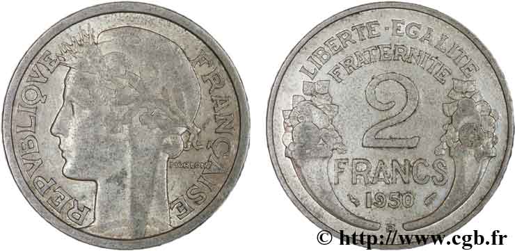 2 francs Morlon, aluminium 1950 Beaumont-Le-Roger F.269/17 TTB40 
