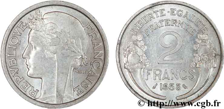 2 francs Morlon, aluminium 1958 F.269/18 EBC55