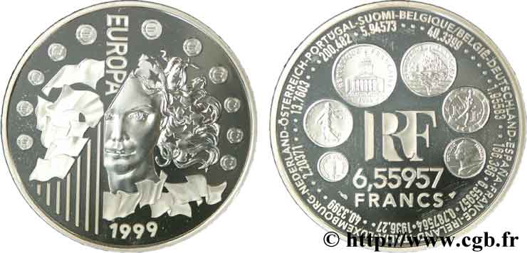 Belle Epreuve 6,55957 francs - La parité 1999 F.1250 1 SPL64