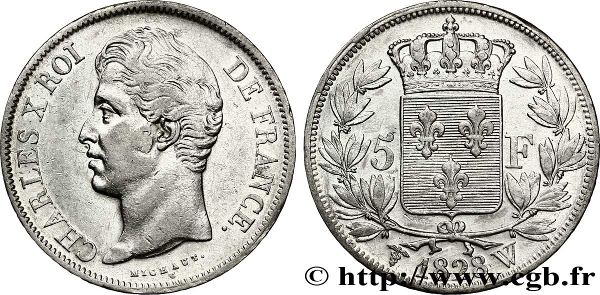 5 francs Charles X, 2e type 1828 Lille F.311/26 TTB50