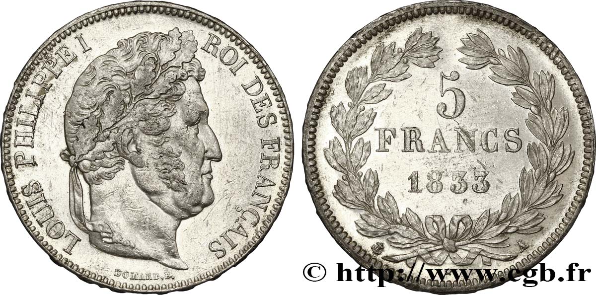 5 francs IIe type Domard 1833 Paris F.324/14 SS54 