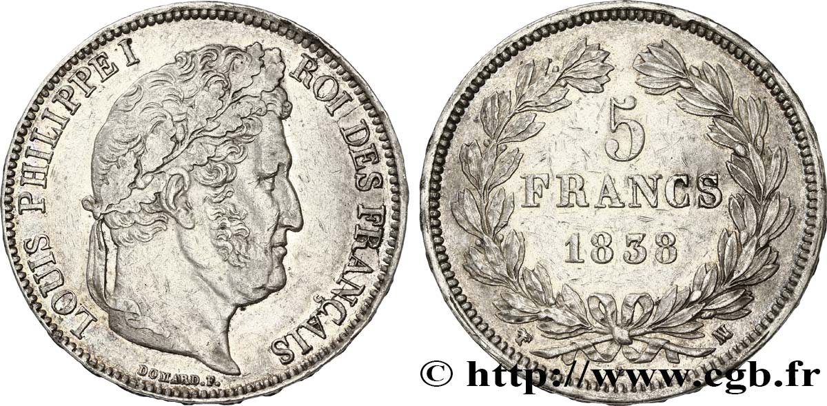 5 francs IIe type Domard 1838 Marseille F.324/73 TTB50