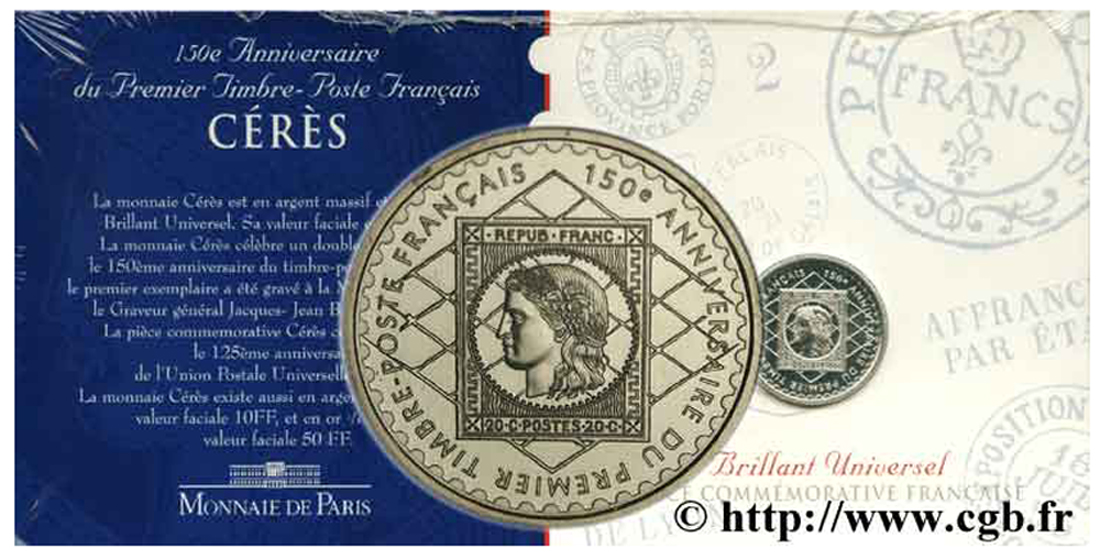 Brillant Universel 1 franc Cérès, 150e anniversaire de la création du timbre-poste français 1999  F5.1005 1 FDC 