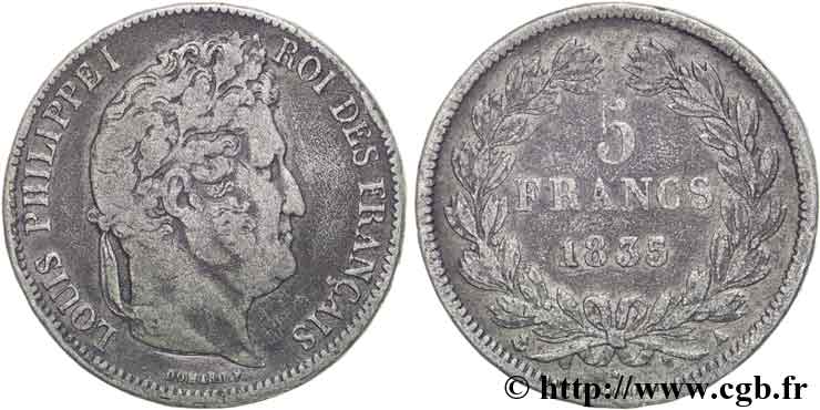 Faux de 5 francs IIe type Domard 1835 Paris F.324/42 VF25 