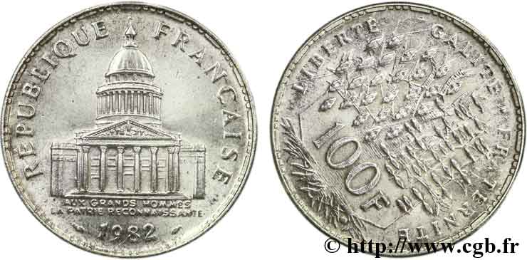Faux de 100 francs Panthéon, désaxé à 2 heures 1982 F.451/2 var. SUP55
