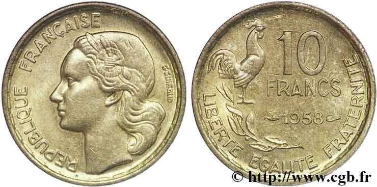 10 francs Guiraud 1958  F.363/14 MS63 