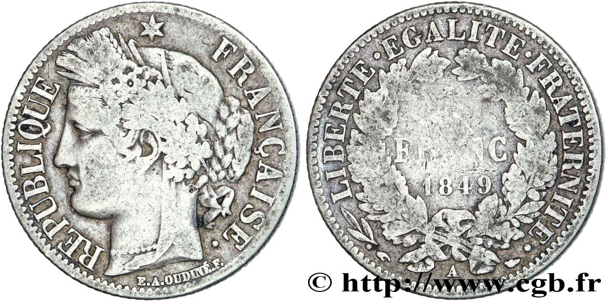 1 franc Cérès, IIe République 1849 Paris F.211/1 TB20