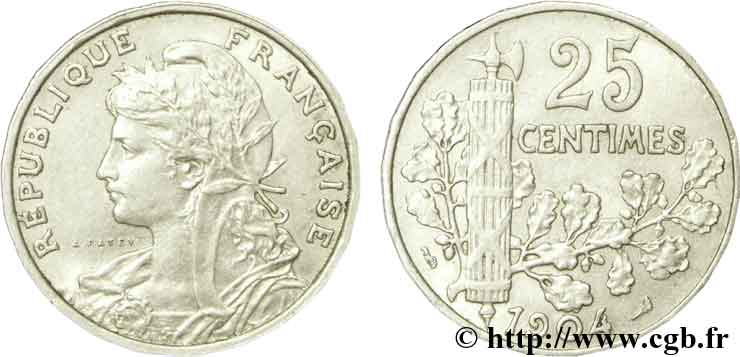 25 centimes Patey, 2e type 1904  F.169/2 TTB48 