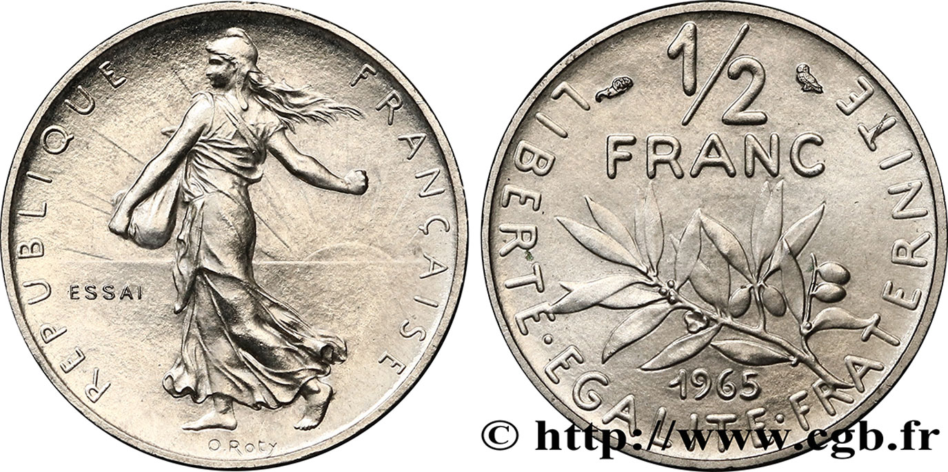 Essai du 1/2 franc Semeuse 1965 Paris F.198/2 MS63 