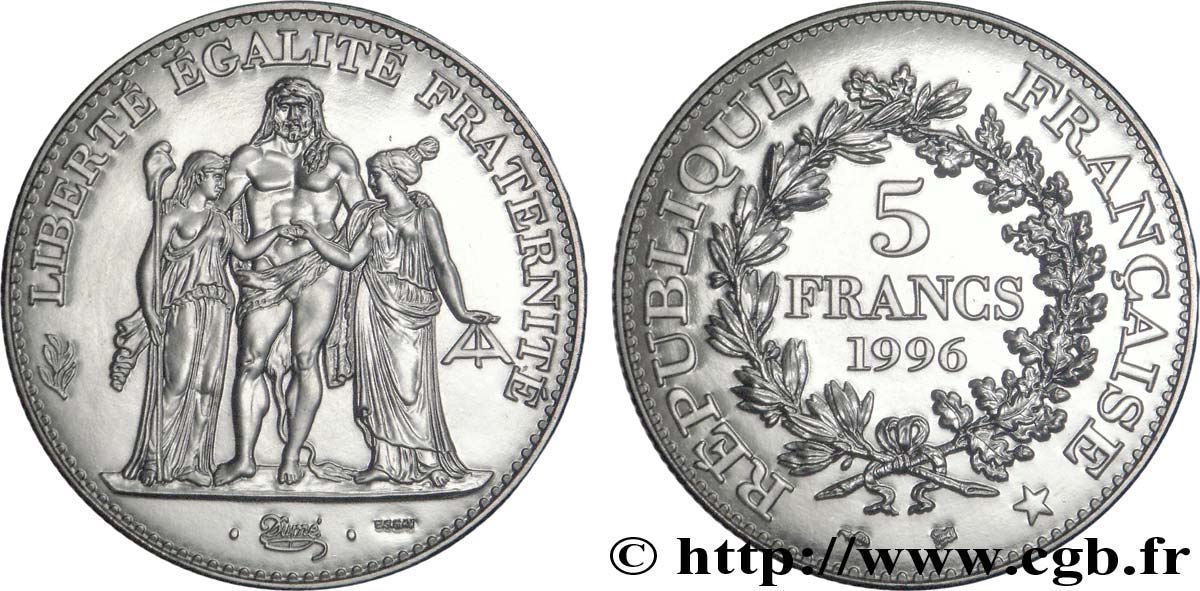Essai de 5 francs Hercule de Dupré 1996 F.346/1 FDC70