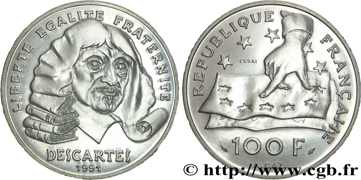 Essai de 100 francs Descartes 1991  F.459/1 MS70 
