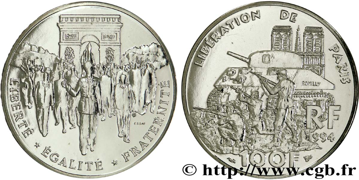 Essai de 100 francs Libération de Paris 1994 Pessac F.462/1 FDC