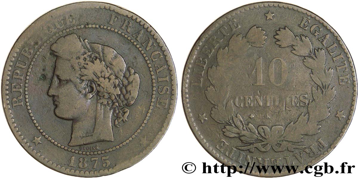 10 centimes Cérès 1875 Bordeaux F.135/15 F13 