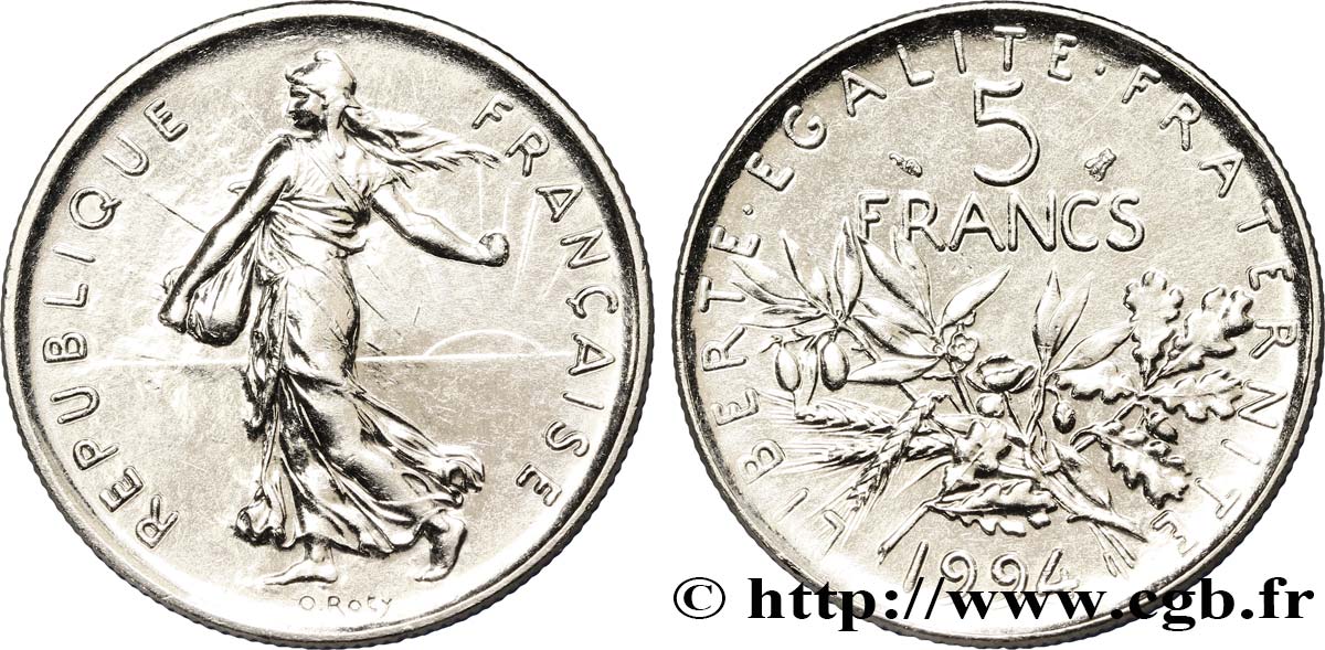 5 francs Semeuse, nickel 1994 Pessac F.341/30 SUP60 