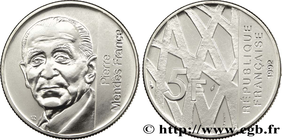 Essai de 5 francs Mendès-France 1992 Pessac F.343/1 SPL64