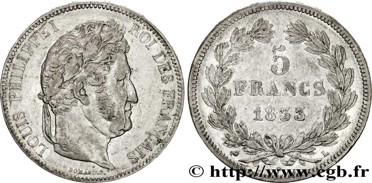 5 francs IIe type Domard 1833 Bayonne F.324/22 TTB48 
