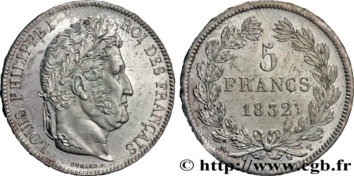 5 francs IIe type Domard 1832 Nantes F.324/12 SPL55 