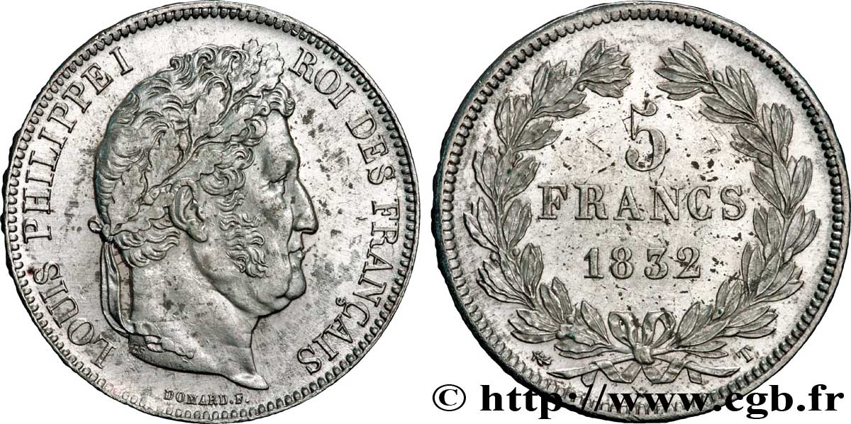 5 francs IIe type Domard 1832 Nantes F.324/12 AU52 