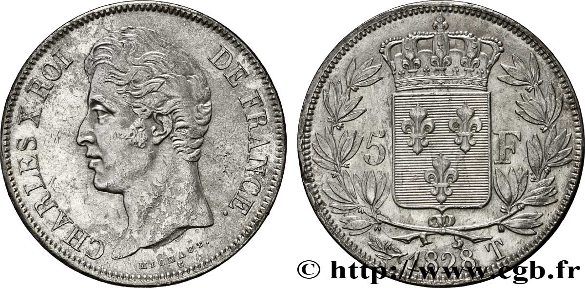 5 francs Charles X, 2e type 1828 Nantes F.311/25 BB50 
