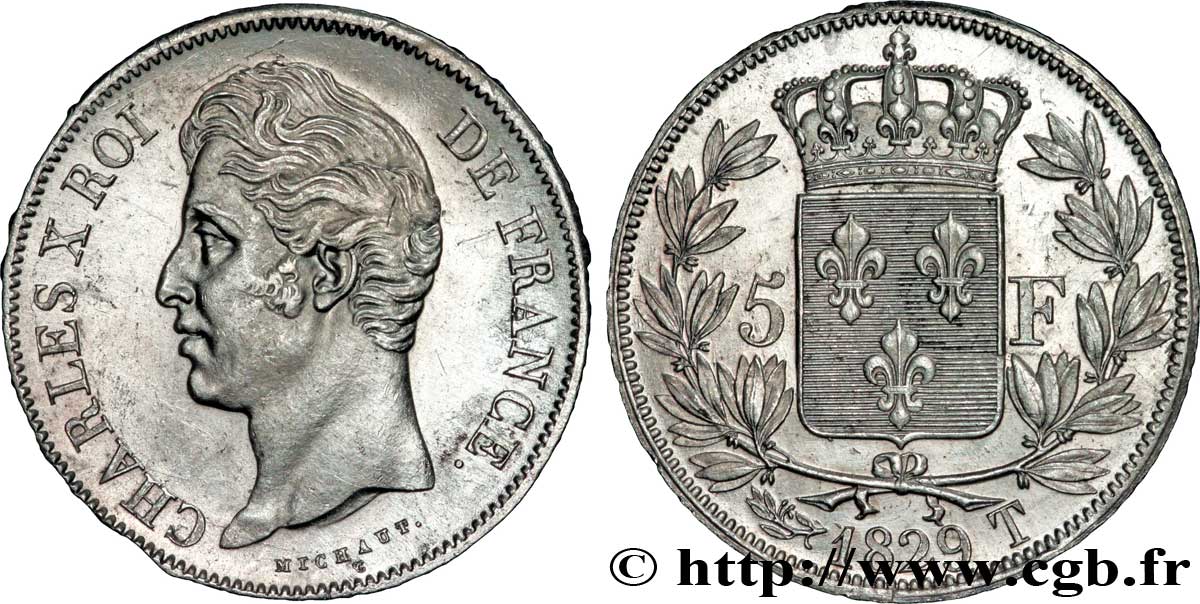 5 francs Charles X, 2e type 1829 Nantes F.311/38 SUP58 