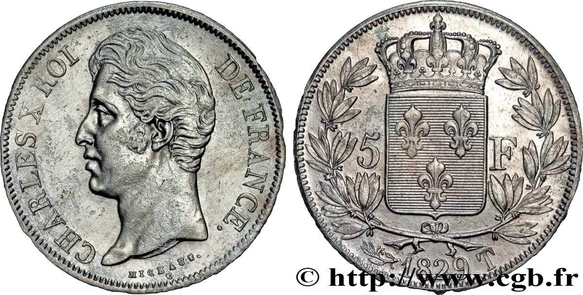 5 francs Charles X, 2e type 1829 Nantes F.311/38 TTB48 