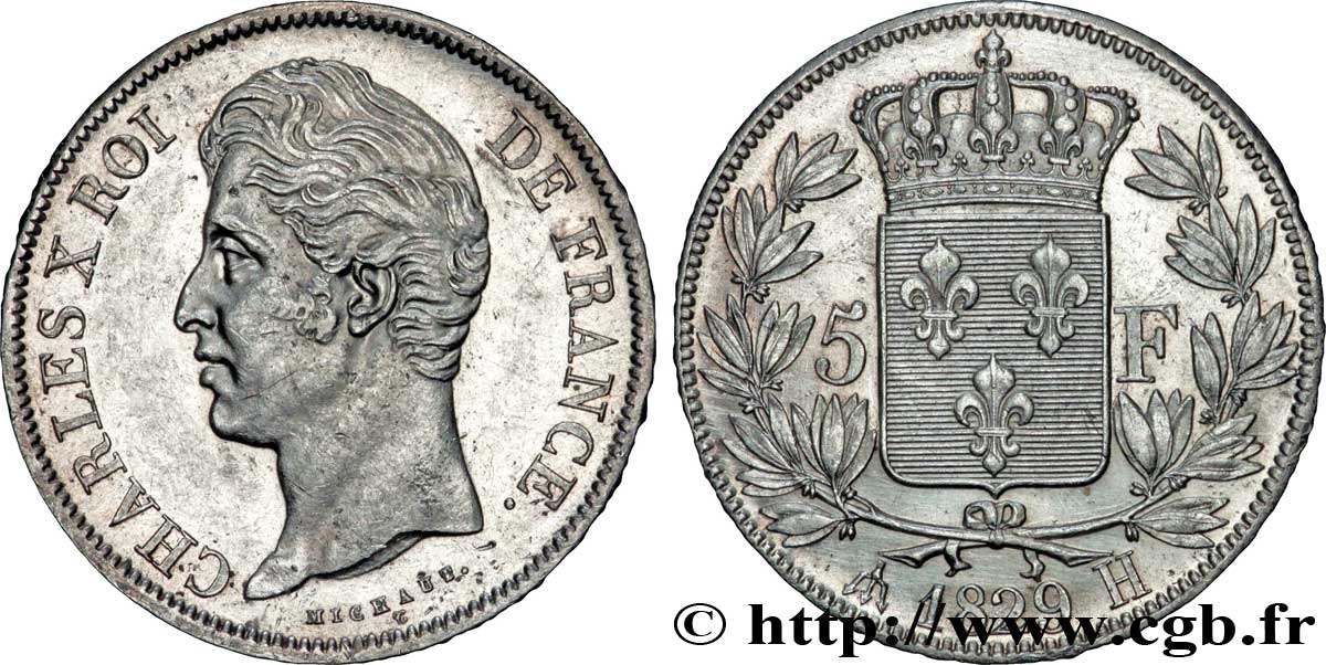 5 francs Charles X, 2e type 1829 La Rochelle F.311/31 TTB52 
