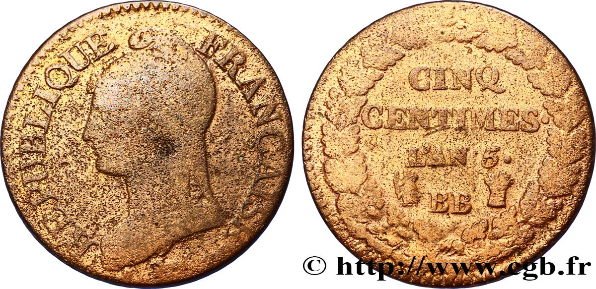 Cinq centimes Dupré, grand module 1797 Strasbourg F.115/20 S18 