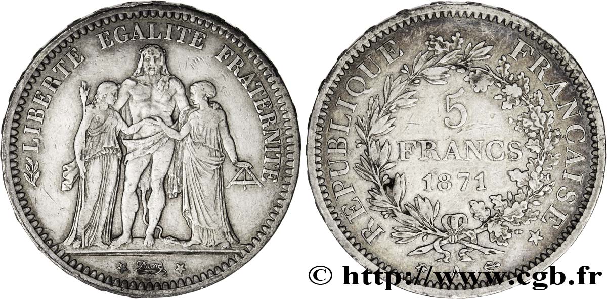 5 francs Hercule 1871 Paris F.334/2 TTB45 