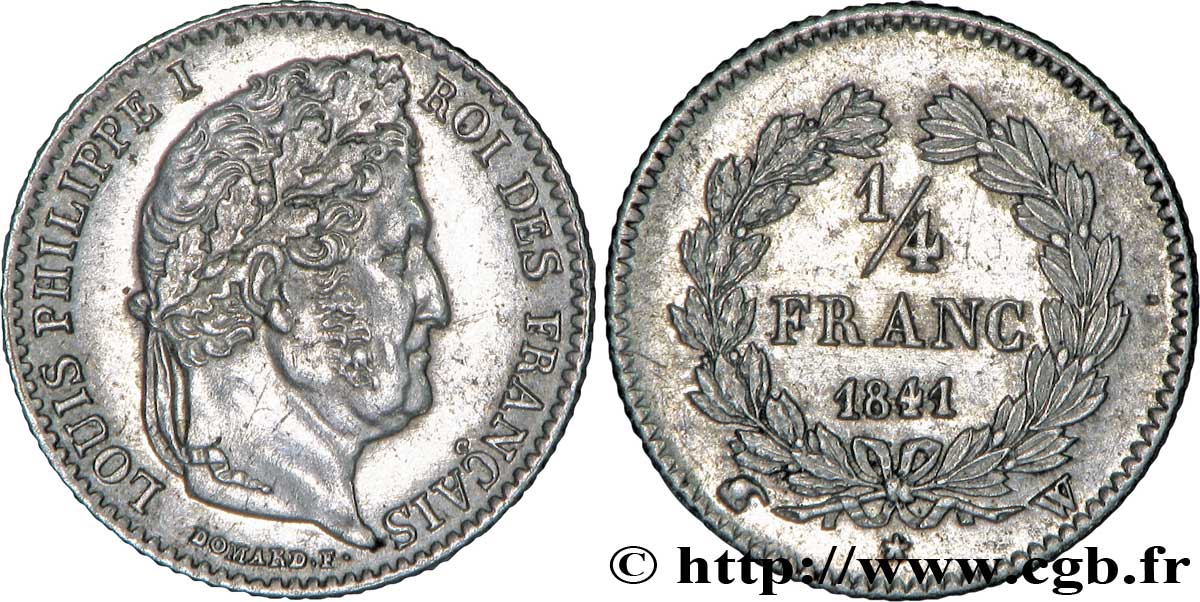 1/4 franc Louis-Philippe 1841 Lille F.166/88 SUP59 