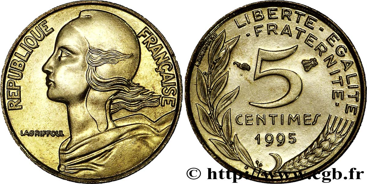 5 centimes Marianne, 3 plis 1995 Pessac F.125/37 FDC68 