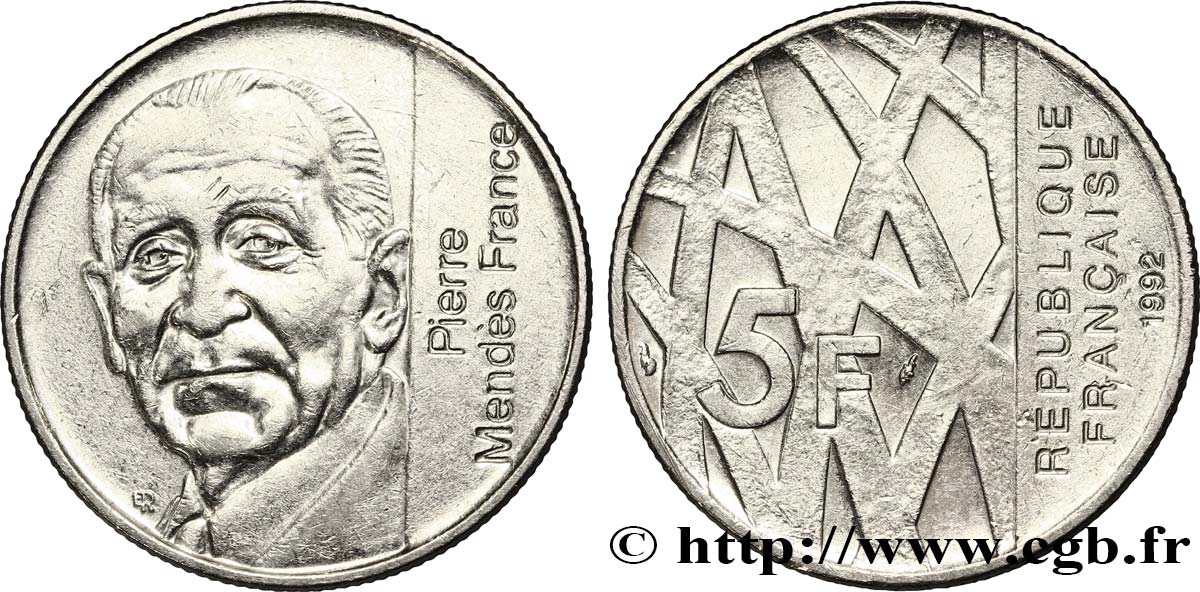 5 francs Mendès-France 1992  F.343/2 TTB48 