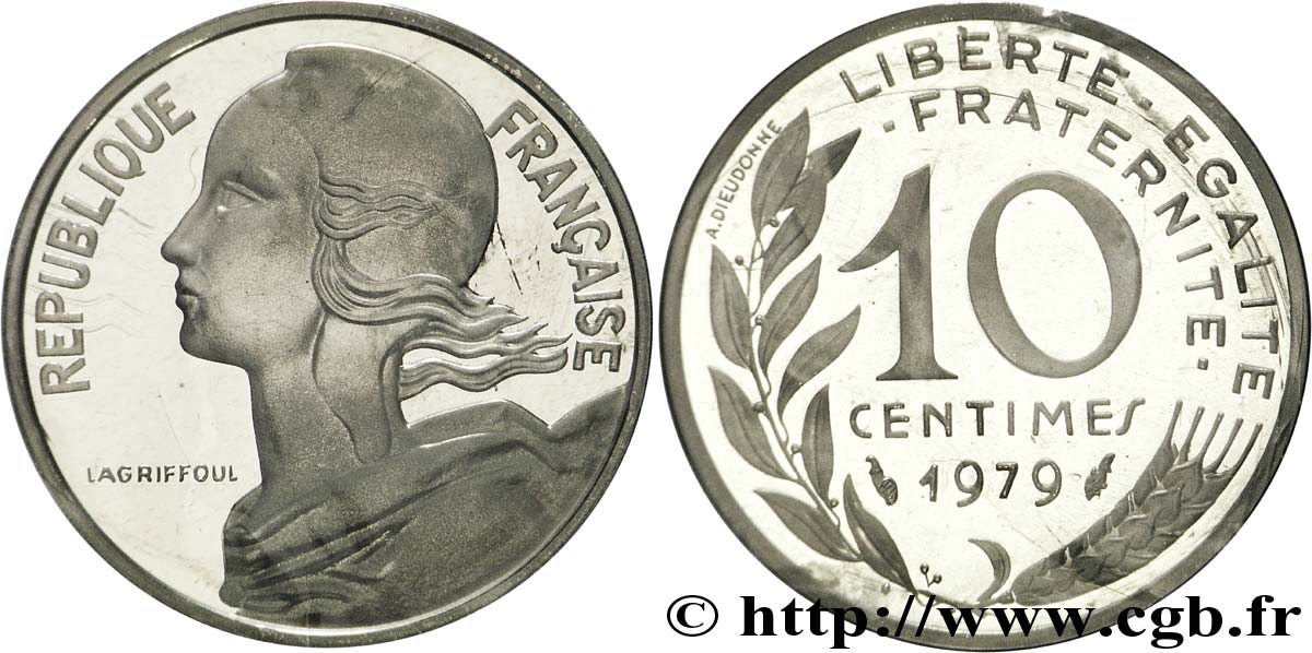 Piéfort argent de 10 centimes Marianne 1979 Pessac F.144/19P FDC68