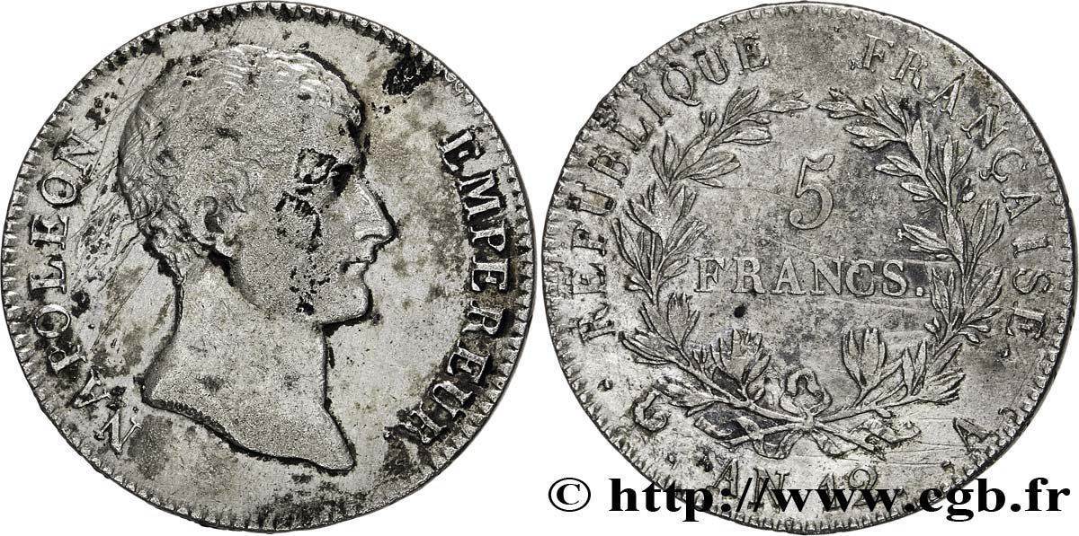 5 francs Napoléon Empereur, type intermédiaire 1804 Paris F.302/1 TB30 