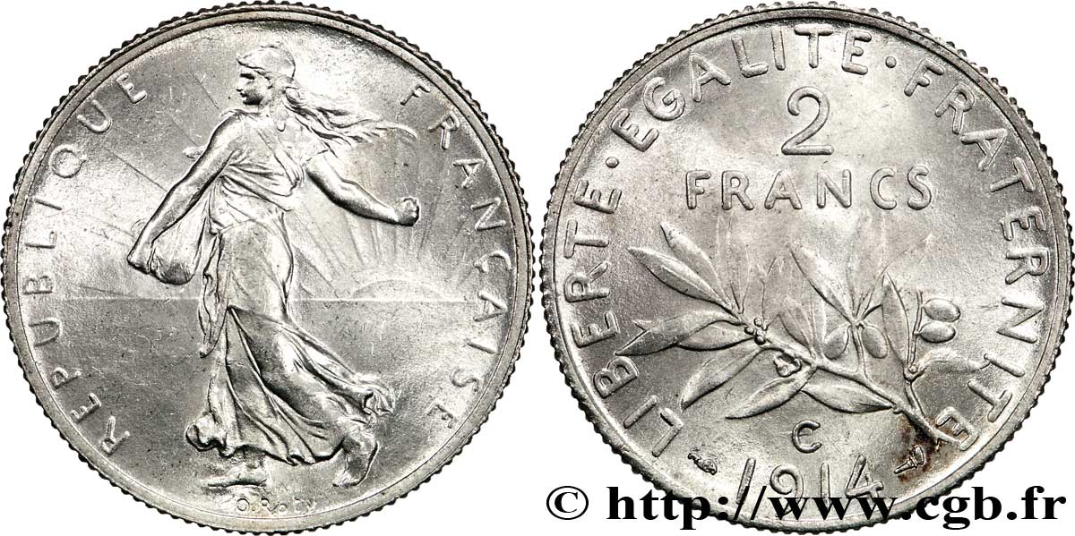 2 francs Semeuse 1914 Castelsarrasin F.266/16 AU59 