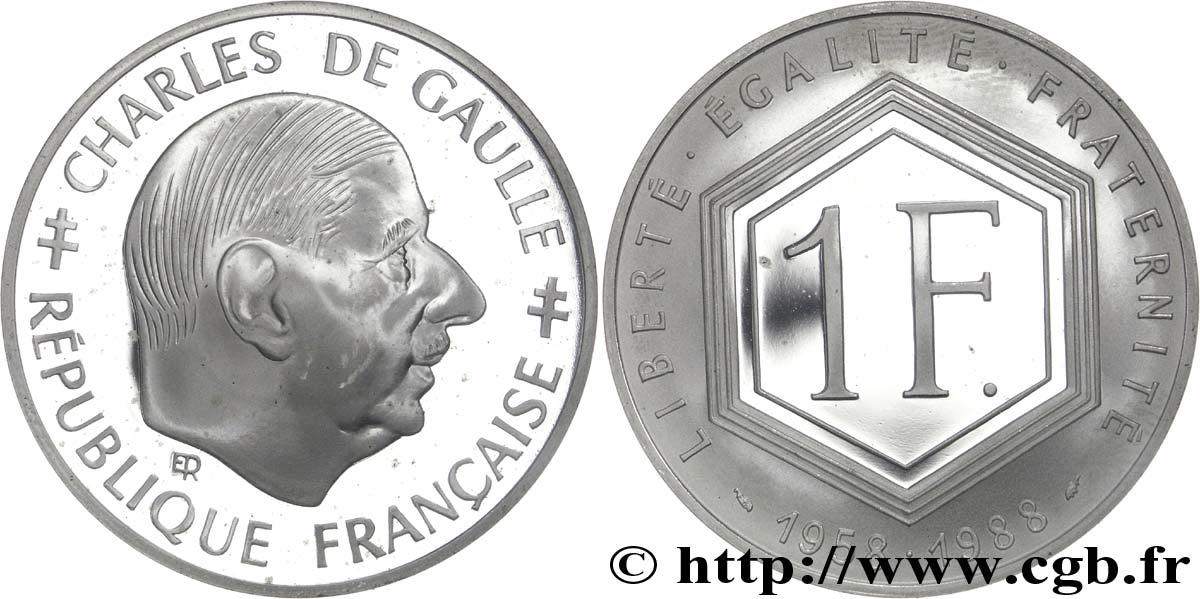Belle Épreuve 1 franc De Gaulle 1988 Paris F.1000 2 FDC65