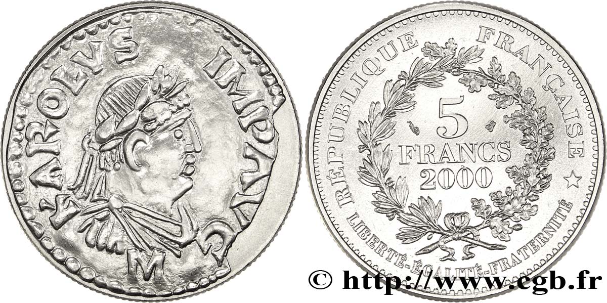 5 francs Denier de Charlemagne 2000 Paris F9.348/1 FDC68