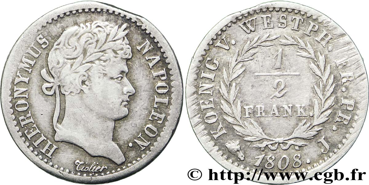 1/2 frank. 1808 Paris VG.2024 TB30
