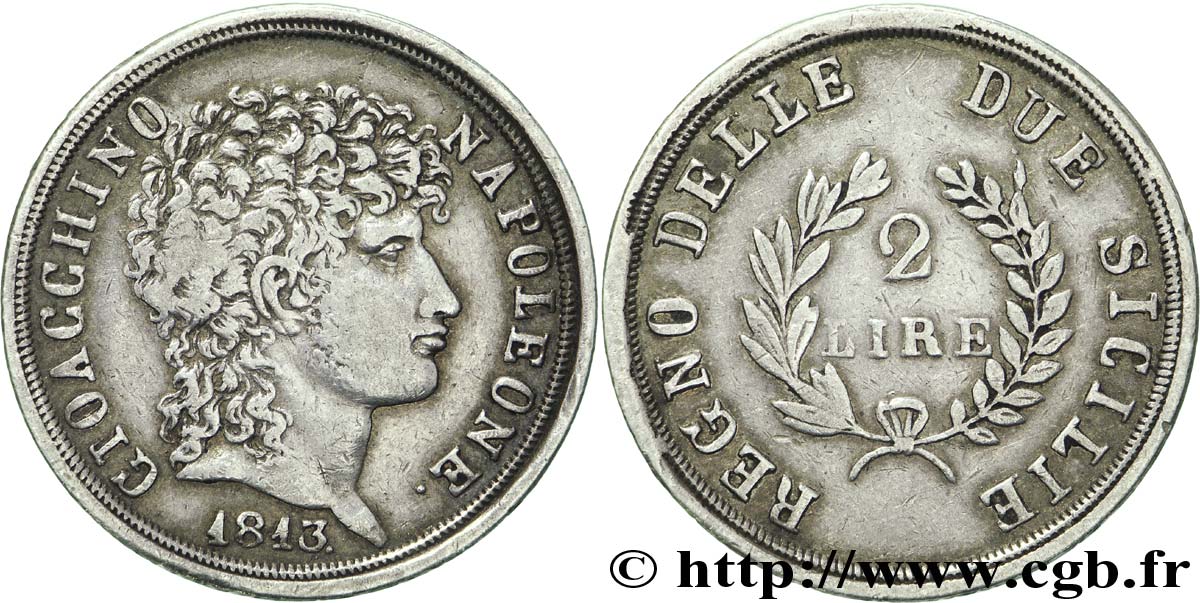 2 lire, rameaux courts 1813 Naples M.495 TTB45