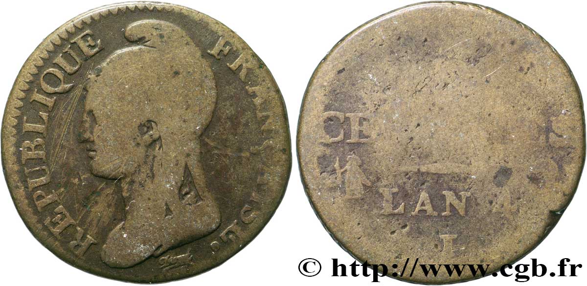 5 centimes Dupré, petit module 1796 Limoges F.113/2 AB5 