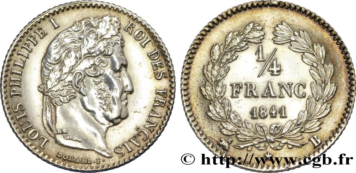 1/4 franc Louis-Philippe 1841 Rouen F.166/86 VZ60 