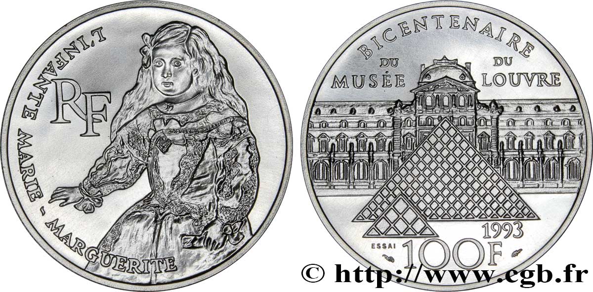 Essai Brillant Universel 100 francs - Velasquez 1993 Paris F5.1626 3 FDC70