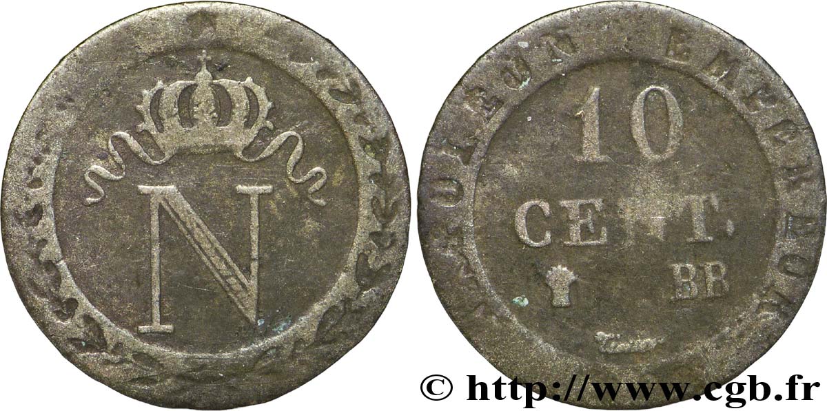10 cent. à l N couronnée 1808 Strasbourg F.130/4 TB25 