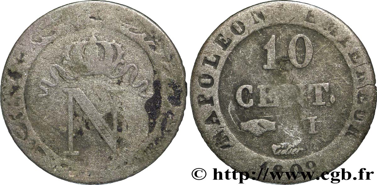 10 cent. à l N couronnée 1809 Limoges F.130/15 TB15 
